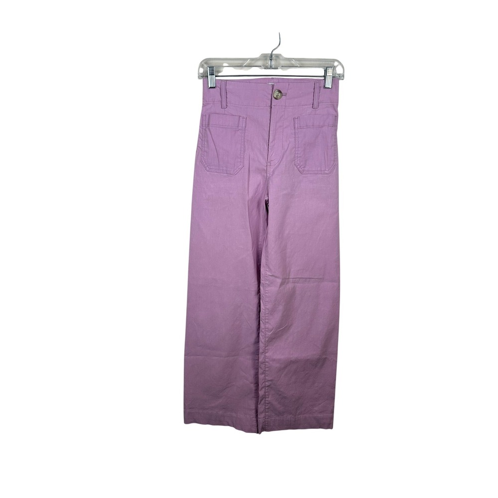 Maeve The Colette Pants Women 24 Purple Excellent Wide Leg Linen Blend High Rise